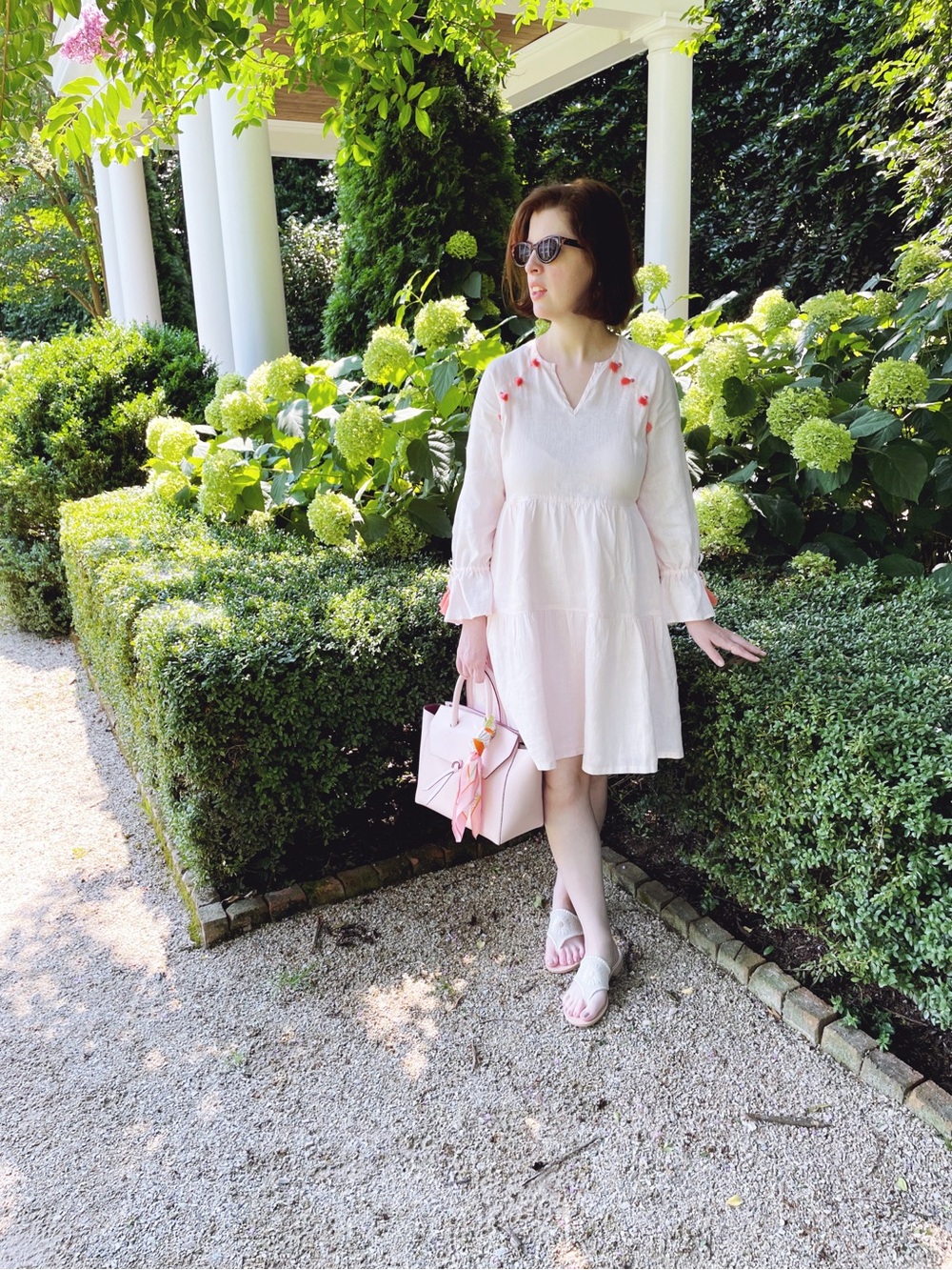 Spartina 449 Pale Pink Embroidered Tiered Mini Dress